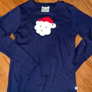 NWOT Lilly Wolly doodle navy long sleeved shirt with Santa appliqué size 12
